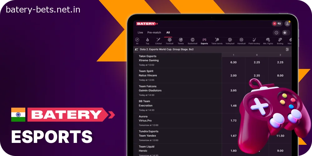 Place bets on Esports at Batery Casino